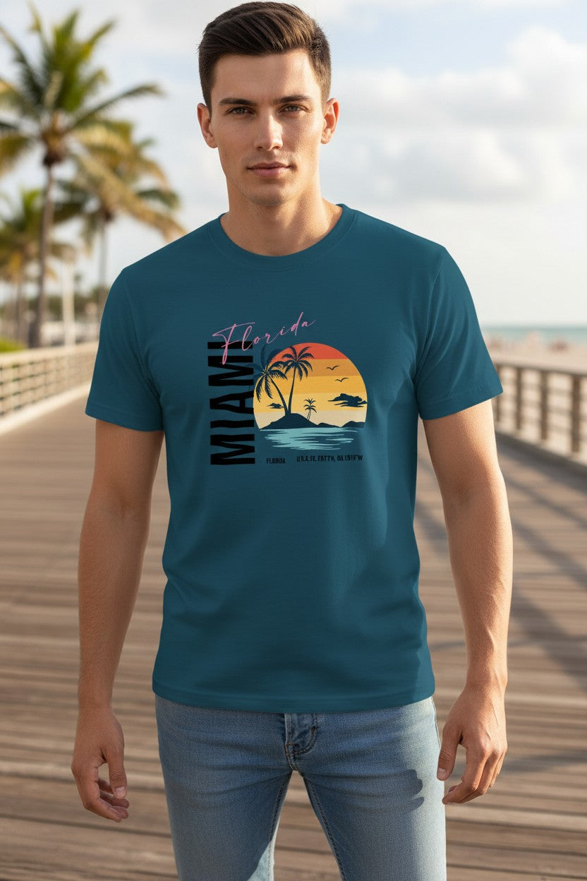 Miami Sunset Script Tee