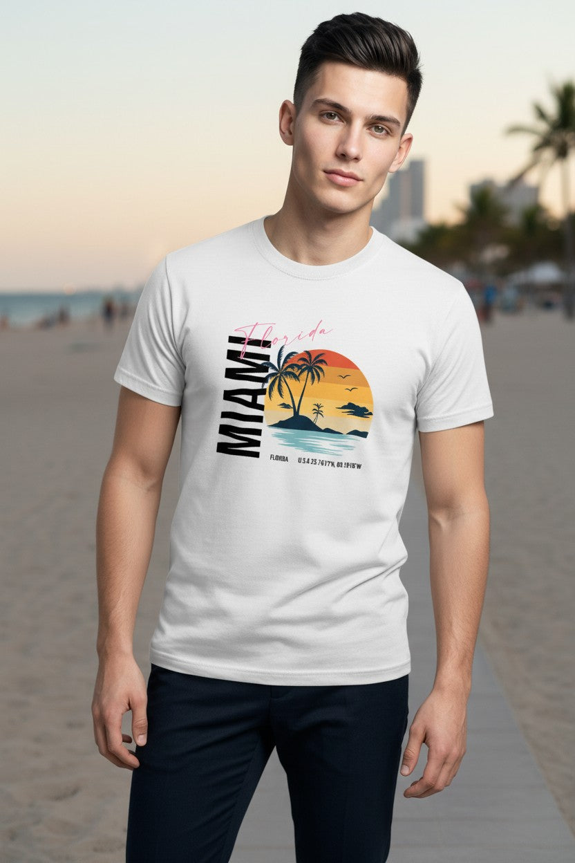 Miami Sunset Script Tee