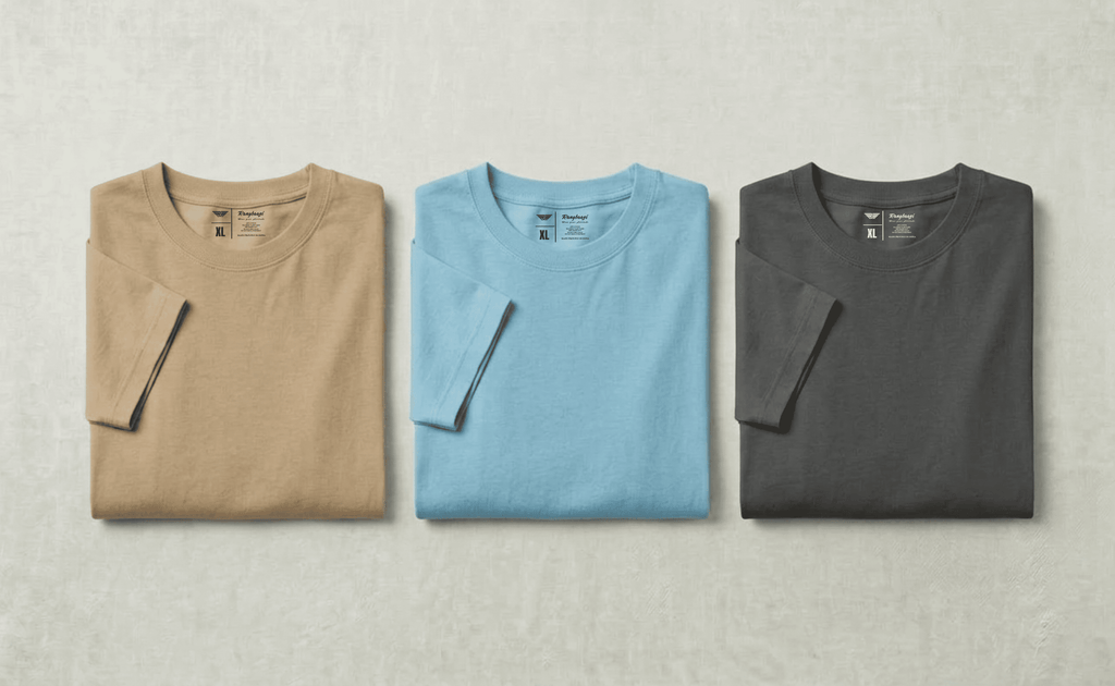 Men’s Premium Cotton T-Shirt Pack – Sand, Sky Blue & Dark Grey | Balanced Breeze