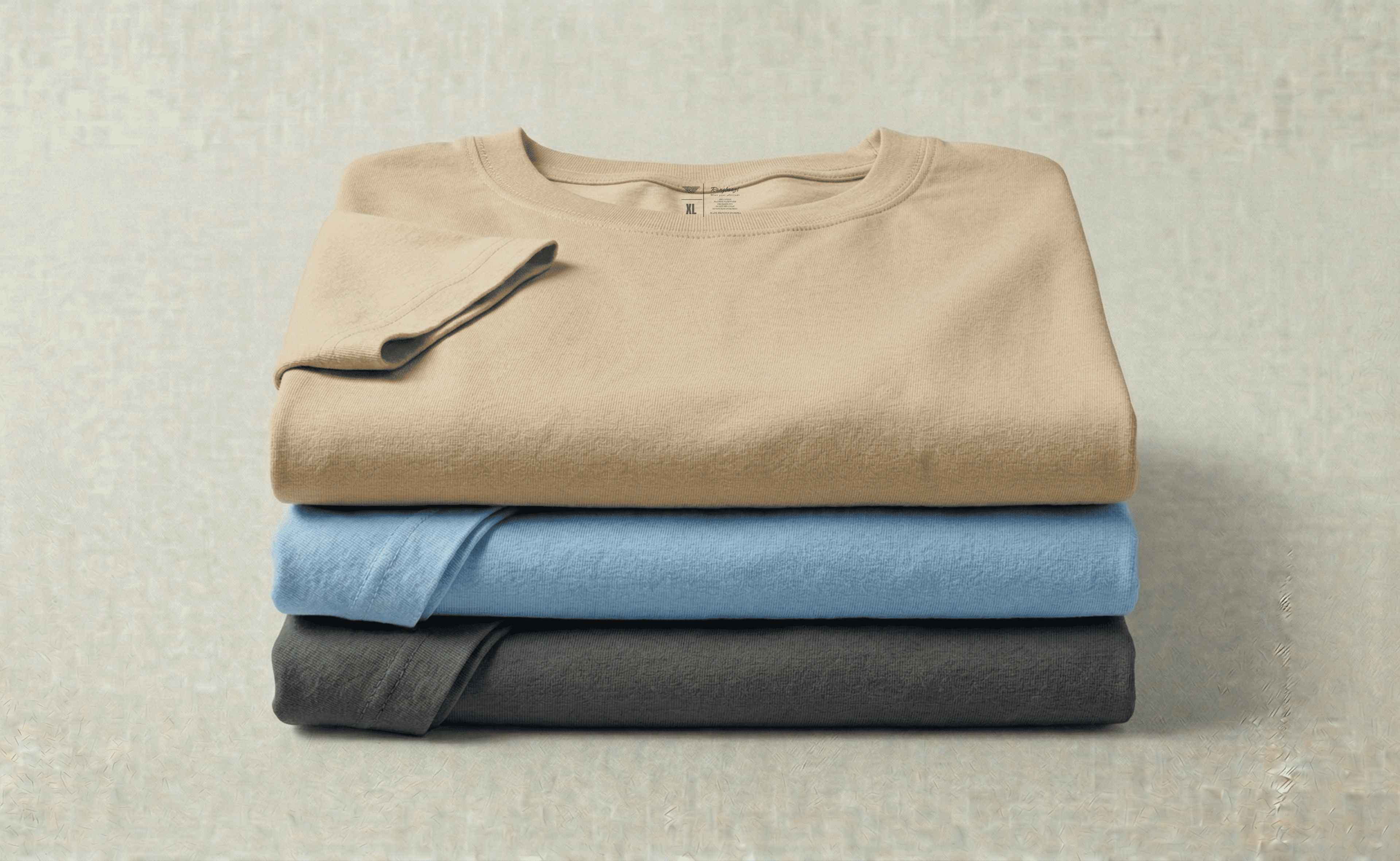 Men’s Premium Cotton T-Shirt Pack – Sand, Sky Blue & Dark Grey | Balanced Breeze