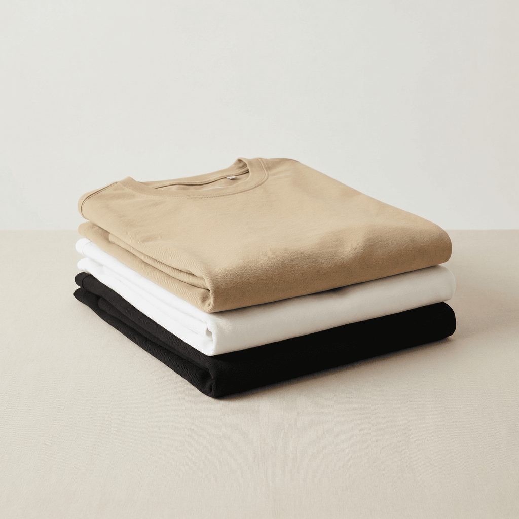 Men’s Cotton T-Shirt Combo (Pack of 3) – Black, White & Sand | Timeless Neutrals