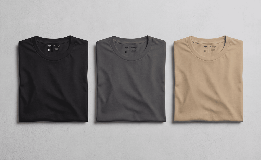 Men’s Essential Cotton T-Shirt Pack of 3 – Black, Dark Grey & Sand | Modern Core