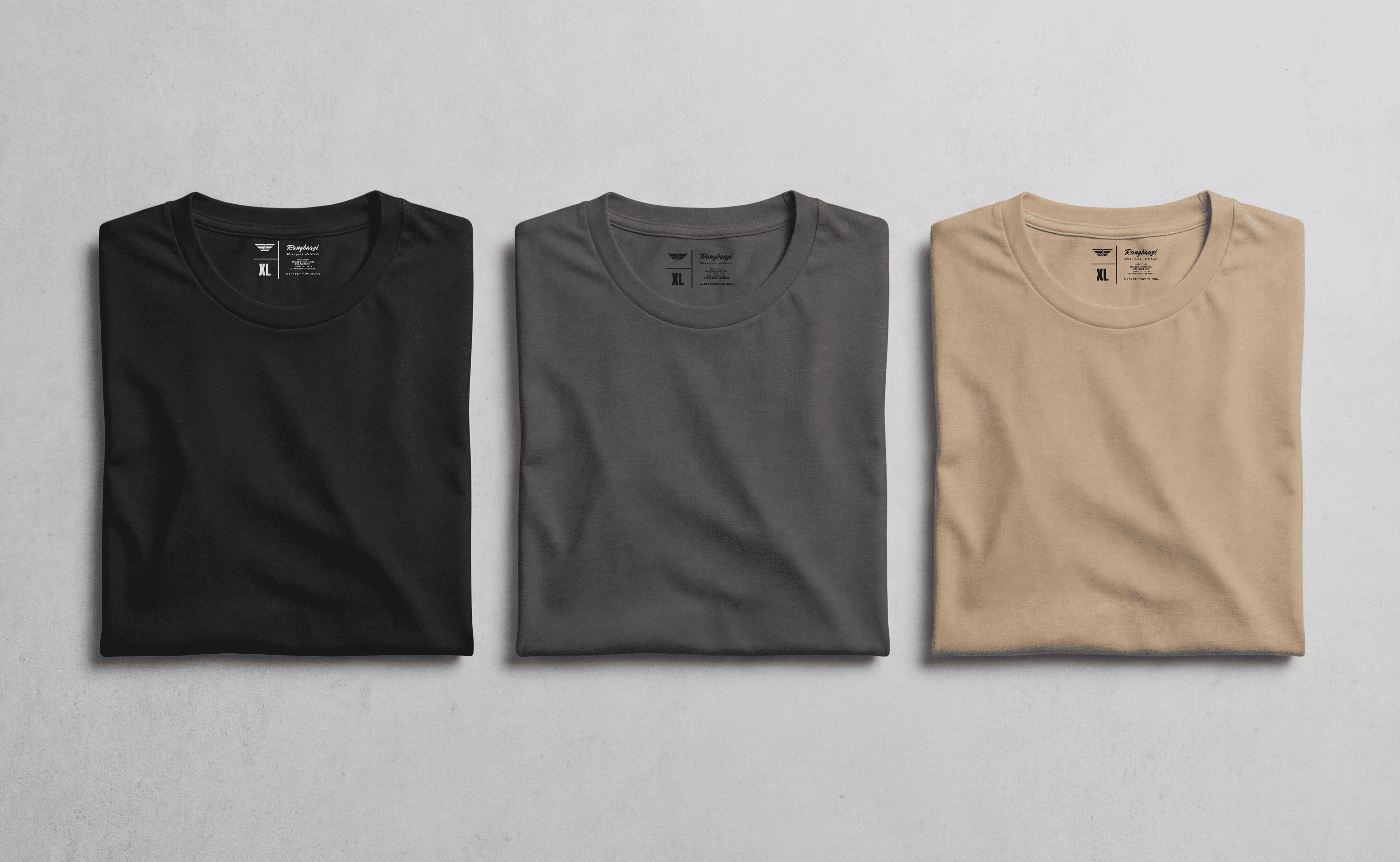 Men’s Essential Cotton T-Shirt Pack of 3 – Black, Dark Grey & Sand | Modern Core