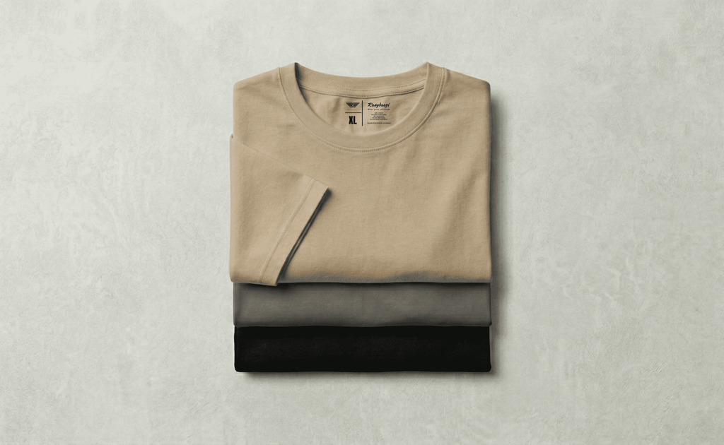 Men’s Essential Cotton T-Shirt Pack of 3 – Black, Dark Grey & Sand | Modern Core