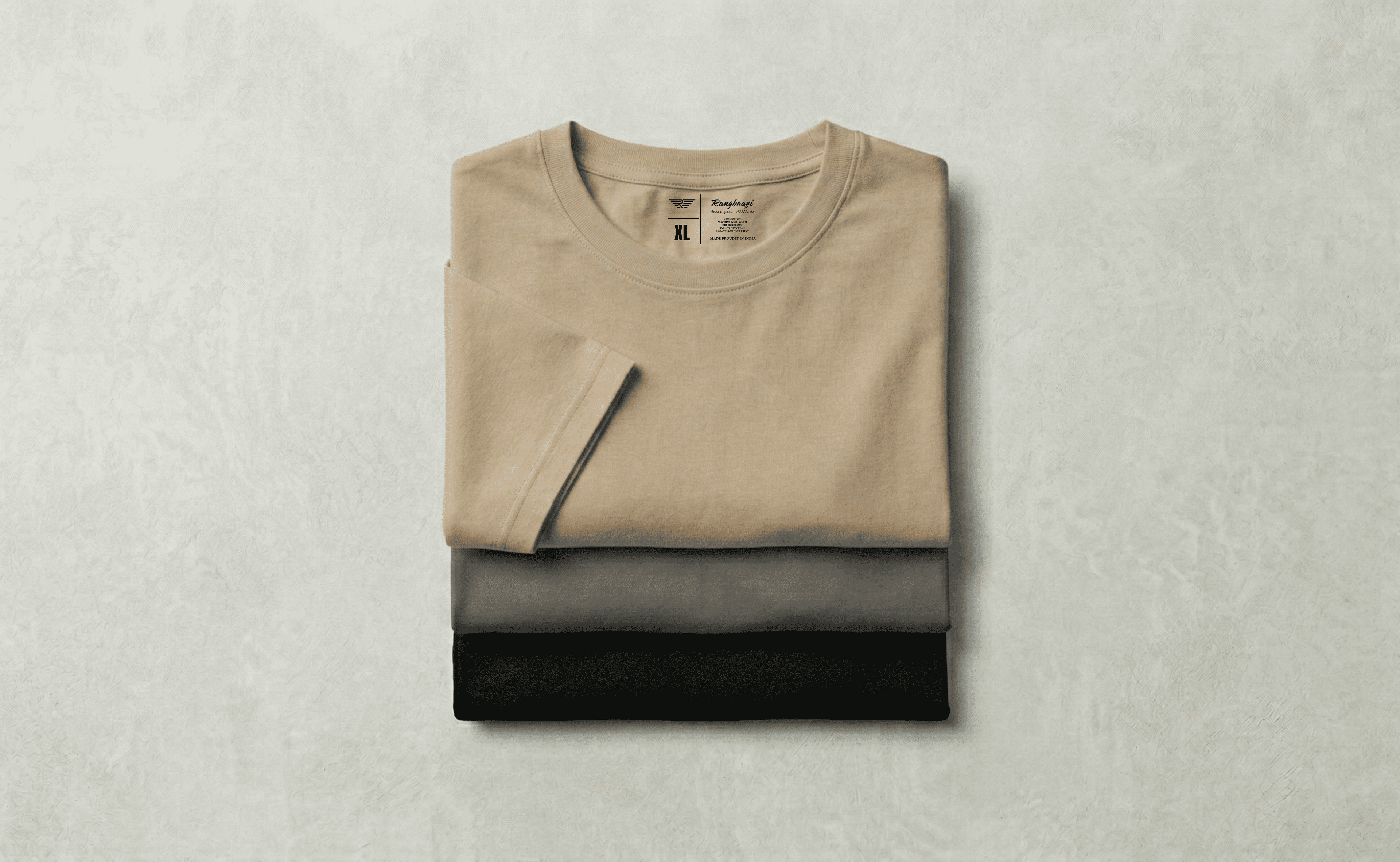 Men’s Essential Cotton T-Shirt Pack of 3 – Black, Dark Grey & Sand | Modern Core
