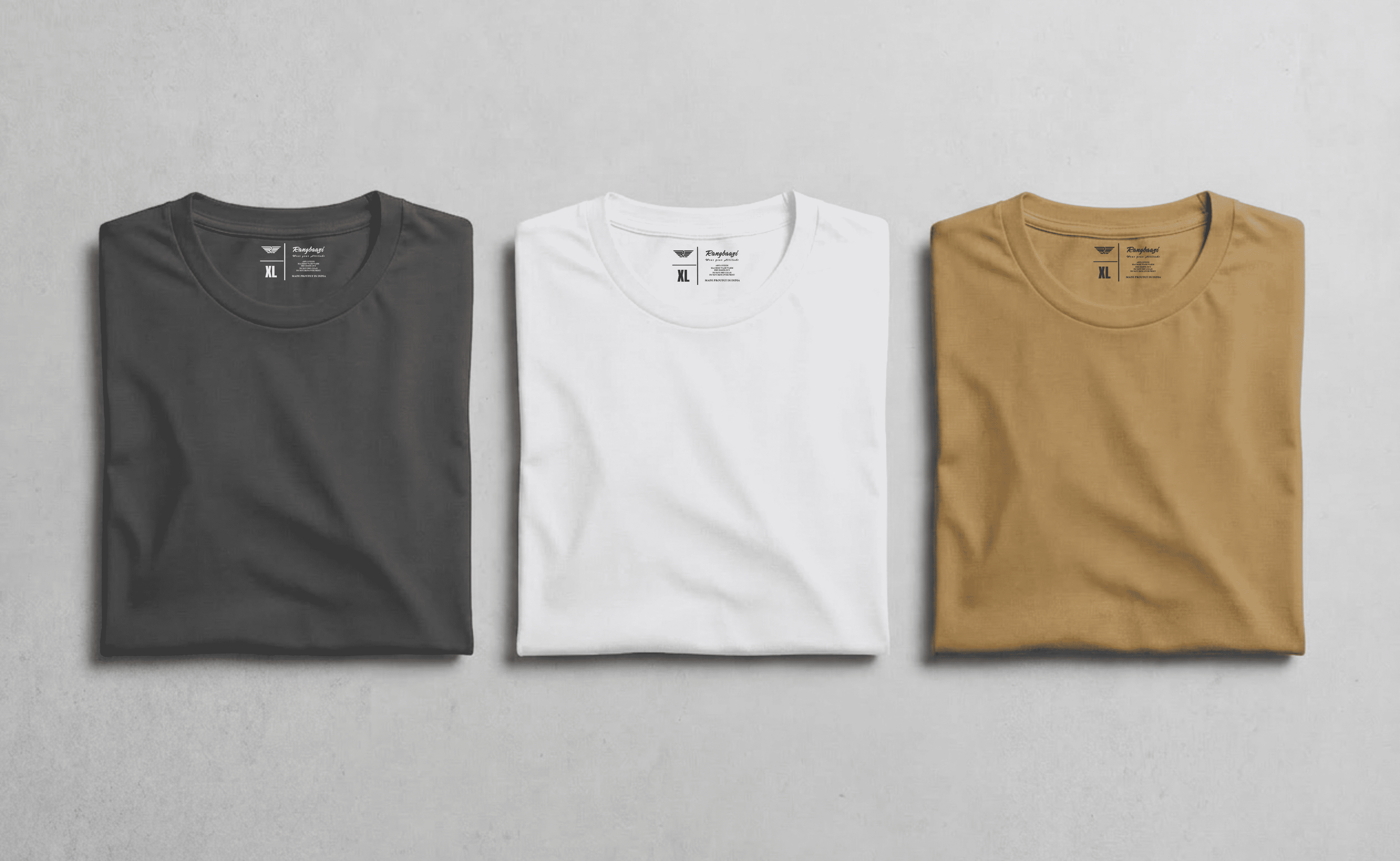 Pack of 3 Premium Men’s T-Shirts – White, Dark Grey & Sand | Subtle Style