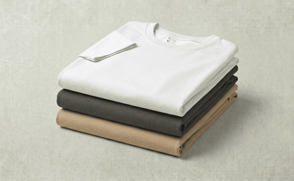 Pack of 3 Premium Men’s T-Shirts – White, Dark Grey & Sand | Subtle Style