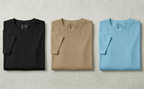Men’s Solid Cotton T-Shirts (Pack of 3) – Black, Sand & Sky Blue | Casual Blend